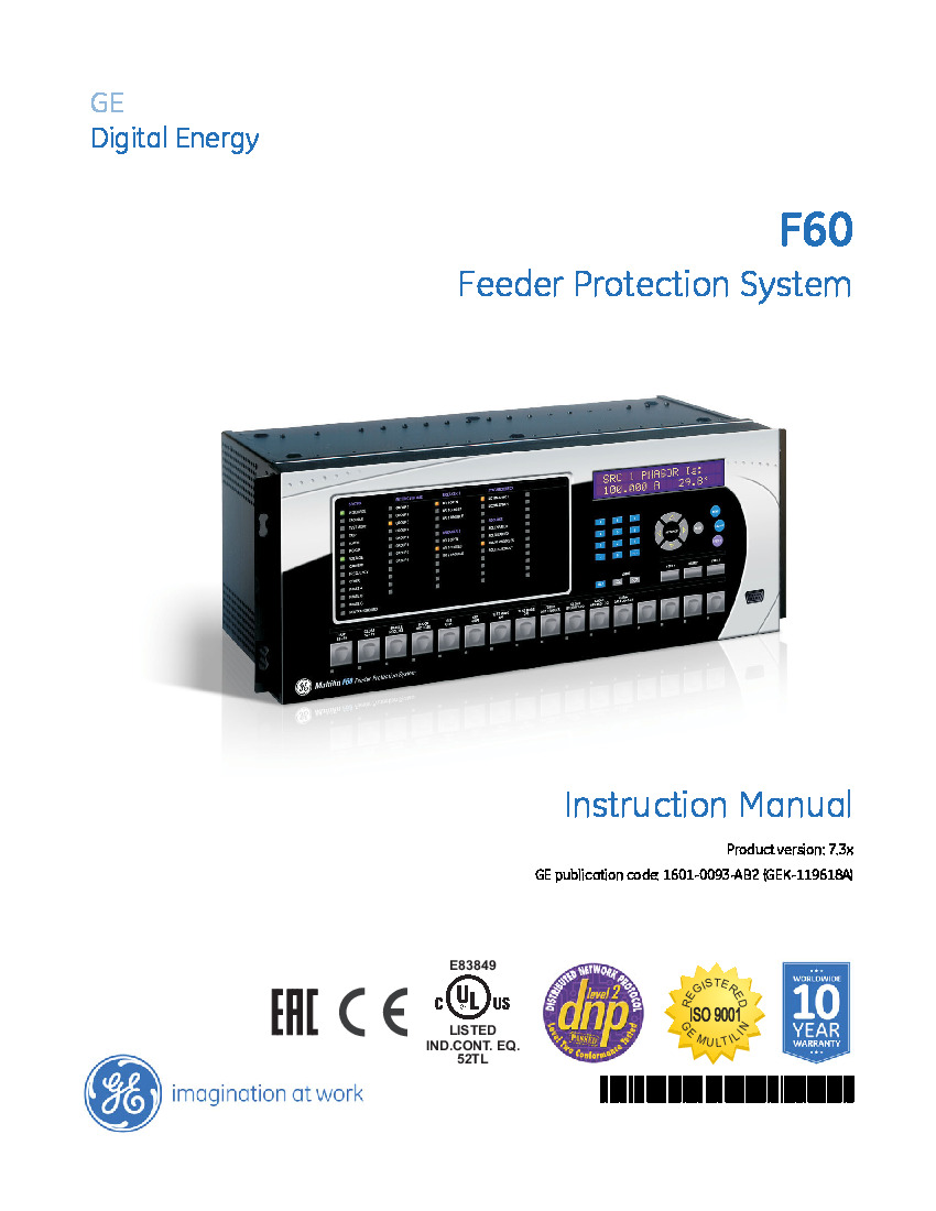 First Page Image of F60-H04-VFH-F8L-H6L-MXX-PXX GE F60 Universal Relays Manual 1601-0093-AB2.pdf